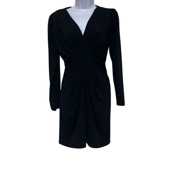 Rimini Black Vintage 1980s Mini Cocktail Dress Sz 6 Belted Back Diamond Detail - Picture 1 of 12